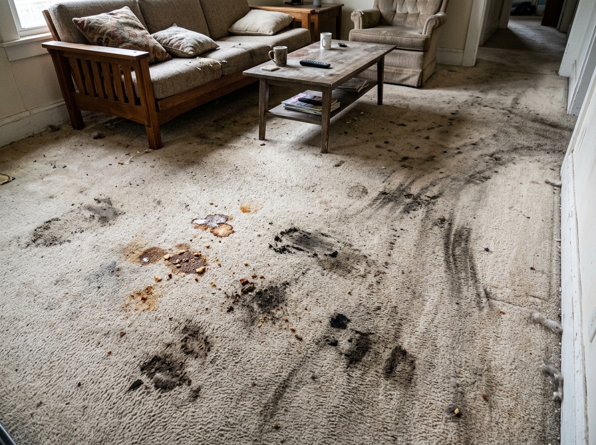 Carpet stain steam extraction — before and after — before