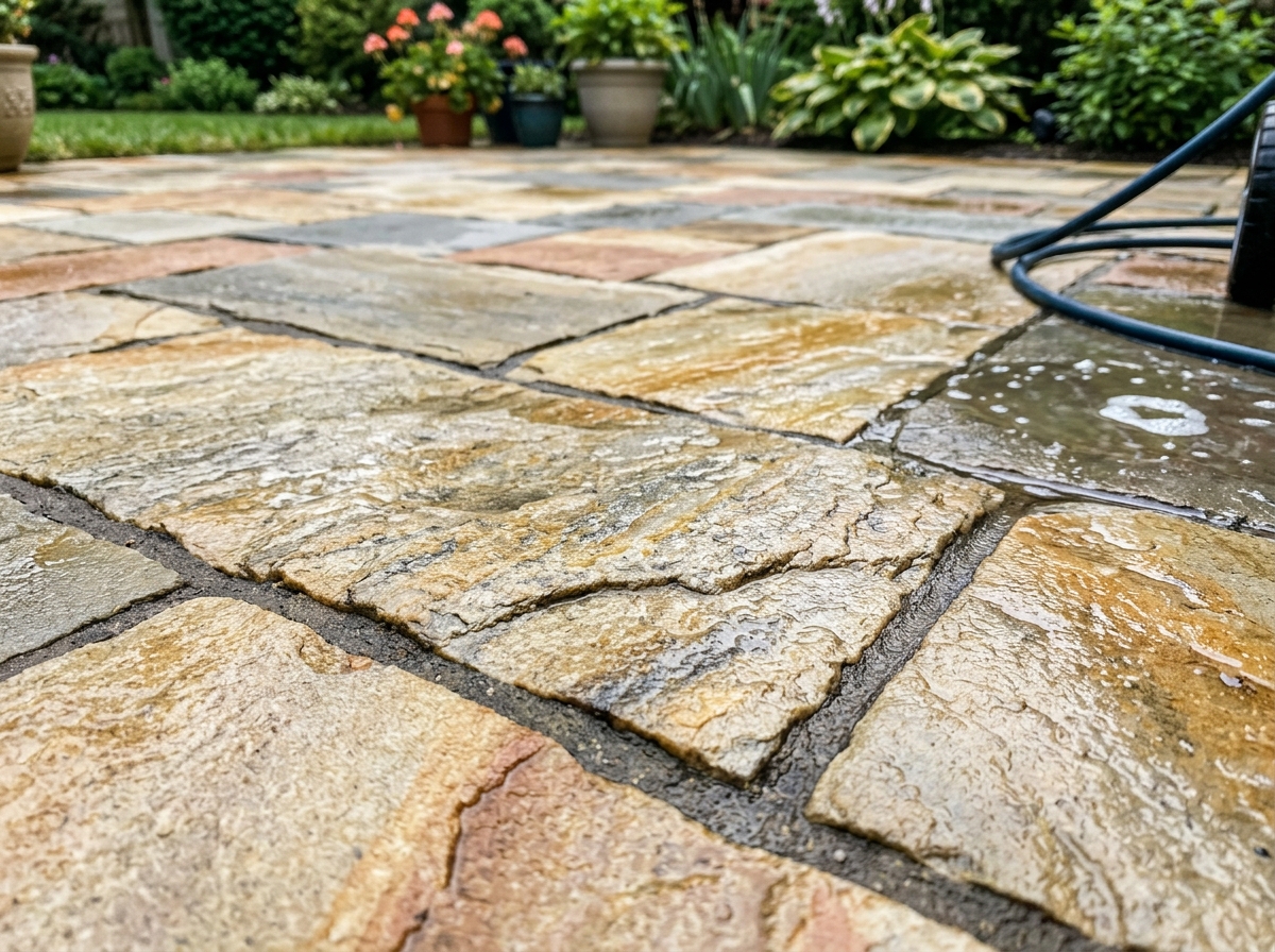 Outdoor patio pressure jet wash — before and after — after