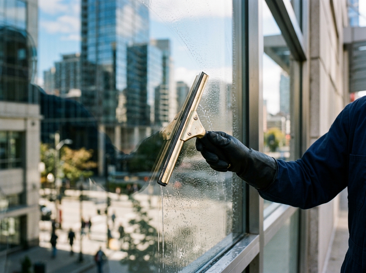 Interior window glass squeegee restoration — before and after — after